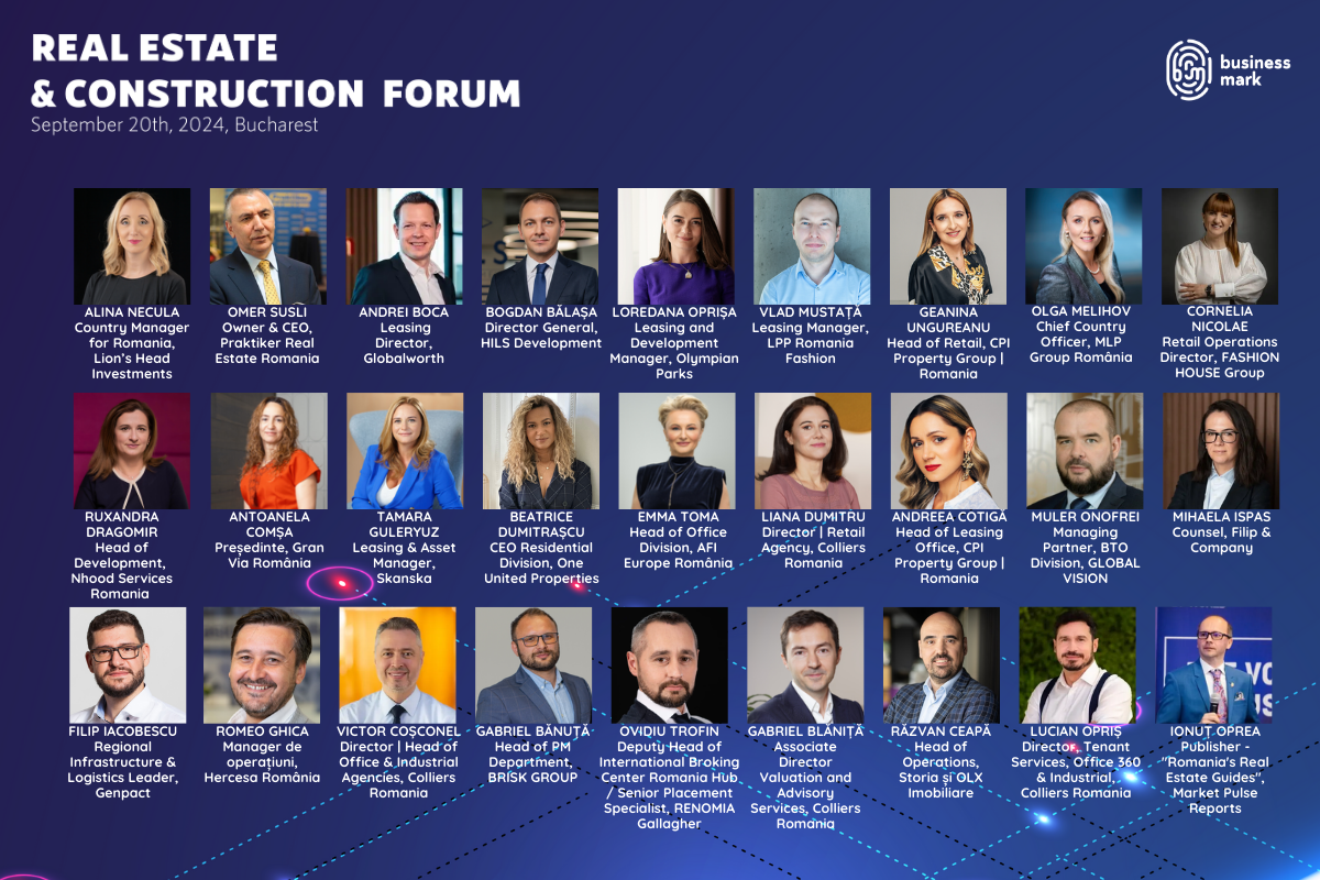 A XIX-a ediție a Real Estate & Construction Forum: Peste 25 de lideri din industrie analizează provocările și oportunitățile sectorului imobiliar