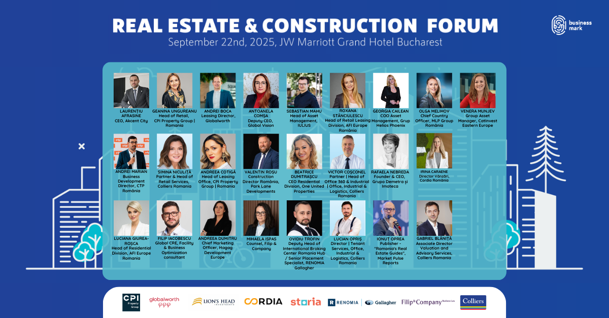 Experți din industria imobiliară explorează transformările pieței românești în contextul economic actual, la cea de-a XXI-a ediție a „Real Estate & Construction Forum”